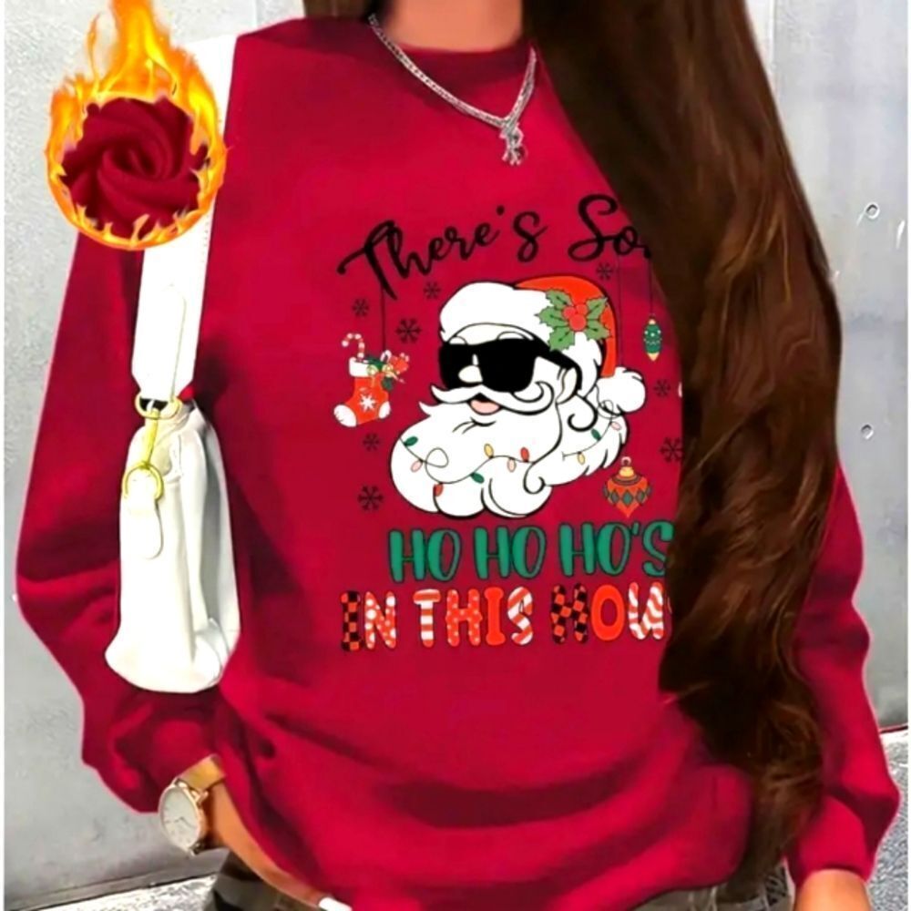 Women's Festive Fleece Crew Santa Holiday sweatshirt sz XXL